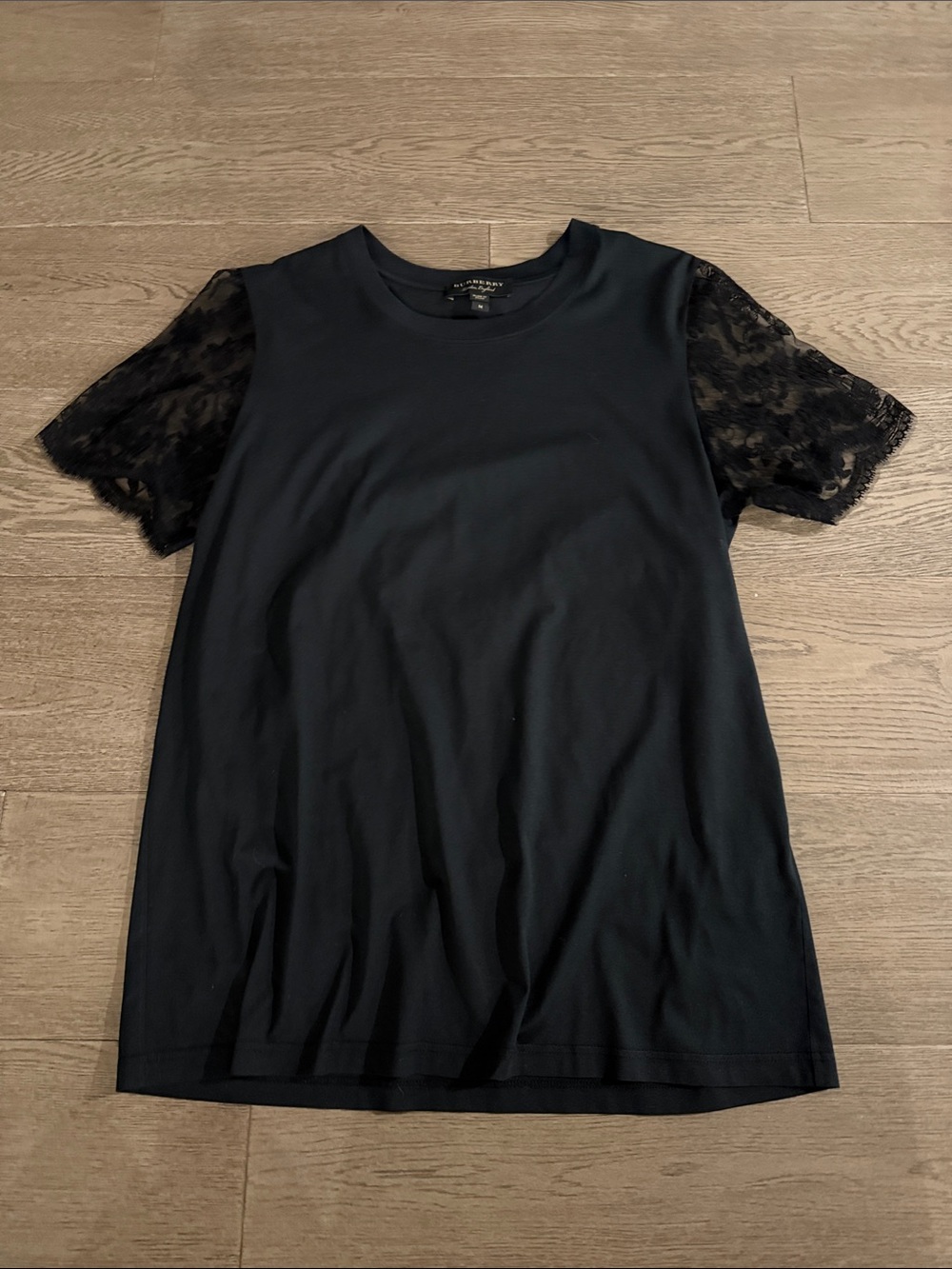 Burberry Black Lace Sleeve Women’s Tee